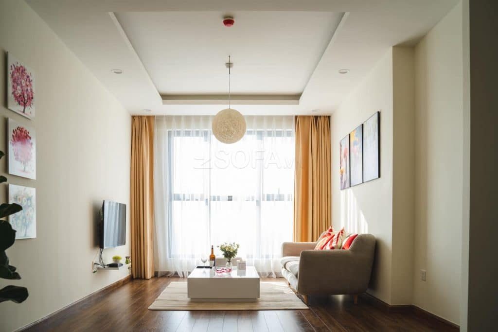 Mẫu thiết kế nội thất căn hộ, kèm sofa; kèm gò vân TV | V.AI STUDIO