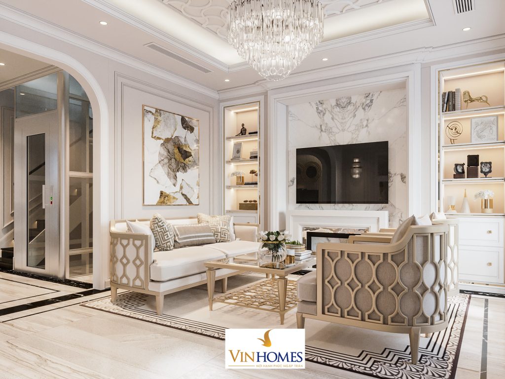 Thiết kế & thi công nội thất nhà phố Vinhomes Green City-Hậu Nghĩa, Long An – phòng khách | V.AI STUDIO