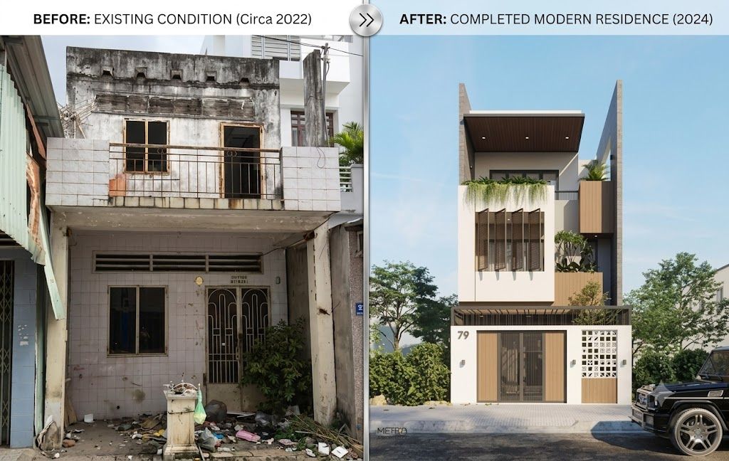 5 Giải Pháp Cải Tạo Nhà Ống 2 Tầng Cũ: Xóa Bỏ Cảnh Thiếu Sáng, Bí Bách | V.AI STUDIO