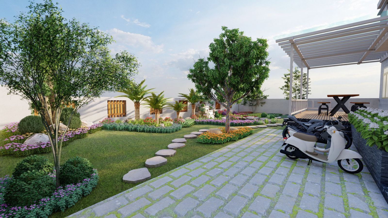 Mách bạn cách chọn gạch lát sân vườn bền, đẹp với chi phí hợp lý | V.AI STUDIO