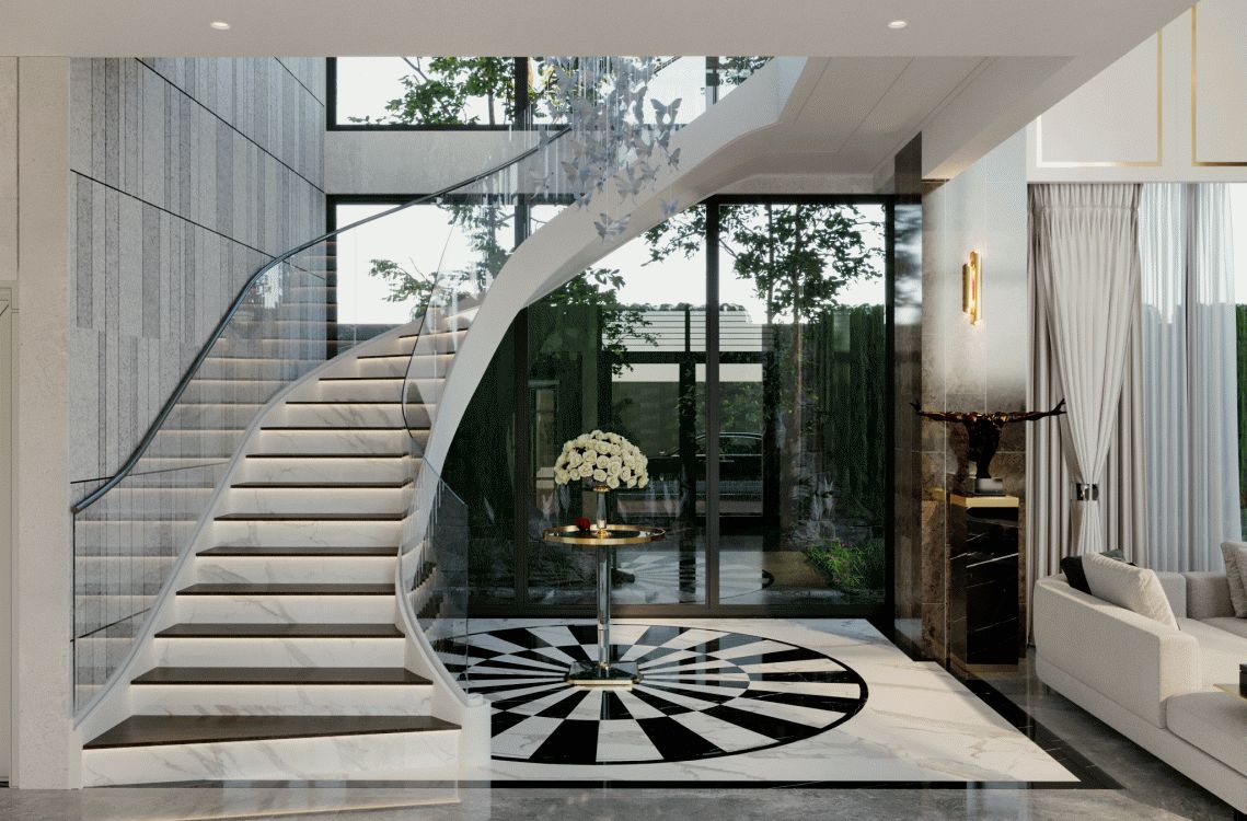 + 50 mẫu lan can kính cầu thang đẹp, hiện đại phù hợp với nhiều không gian | V.AI STUDIO