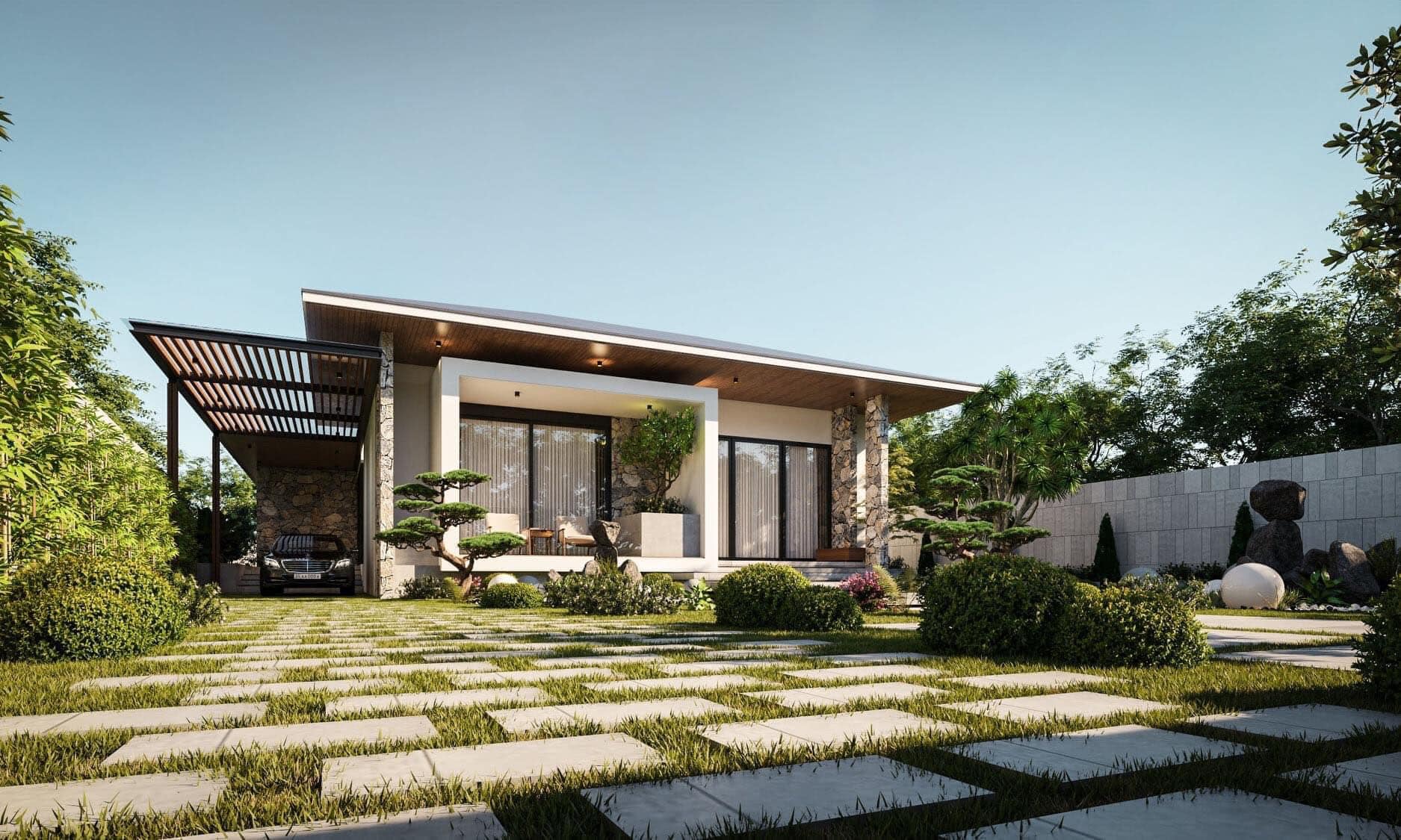 9 mẫu sân vườn đẹp nhà cấp 4 cực chill như resort nghỉ dưỡng | V.AI STUDIO