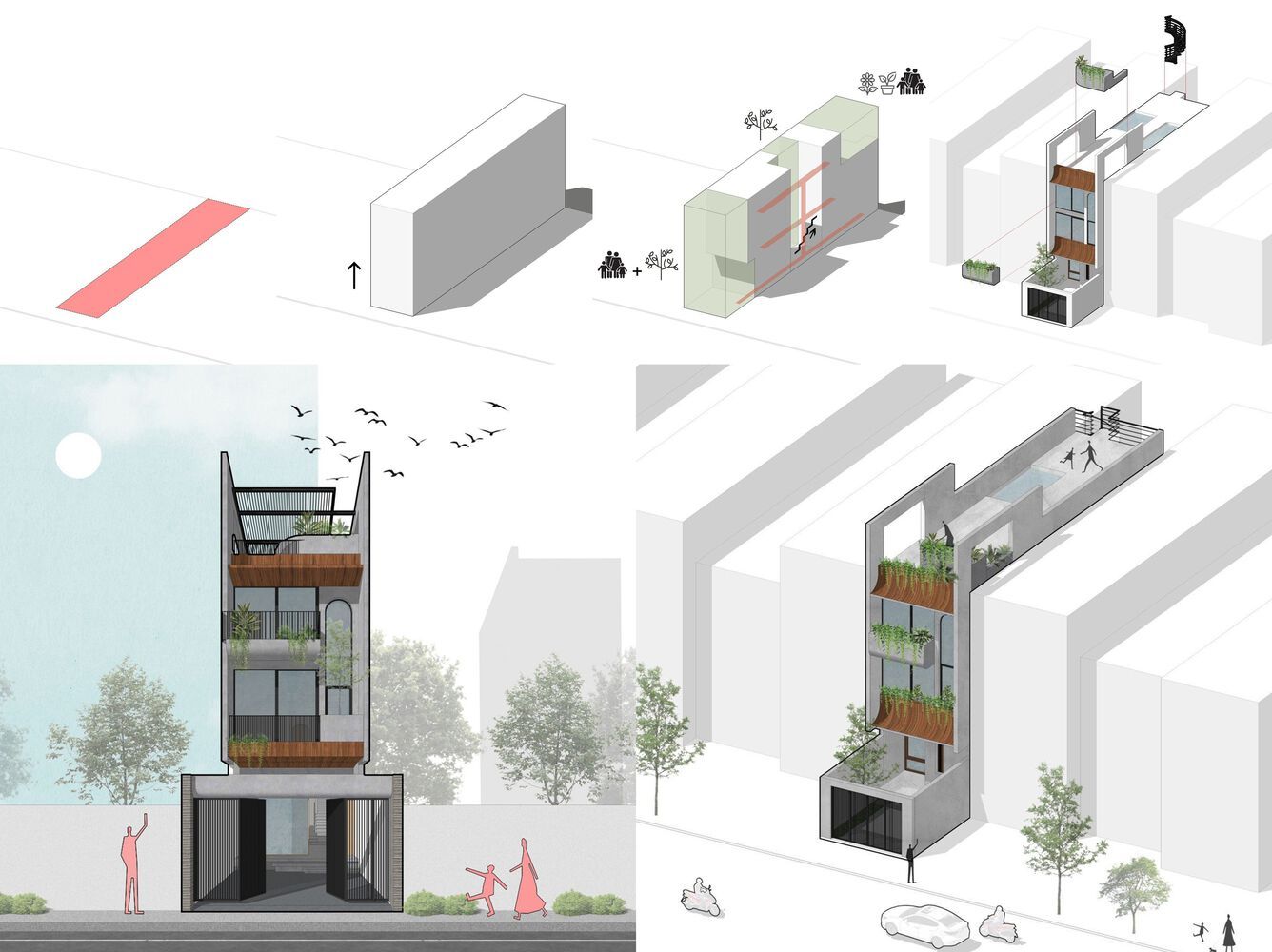 Nhà phố 3 tầng của gia đình 3 thế hệ sở hữu vườn treo ở mặt tiền | V.AI STUDIO