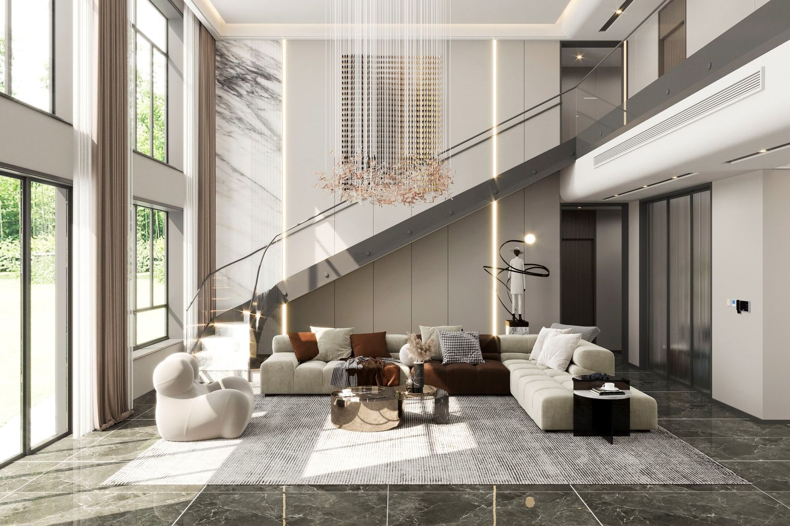 + 50 mẫu lan can kính cầu thang đẹp, hiện đại phù hợp với nhiều không gian | V.AI STUDIO