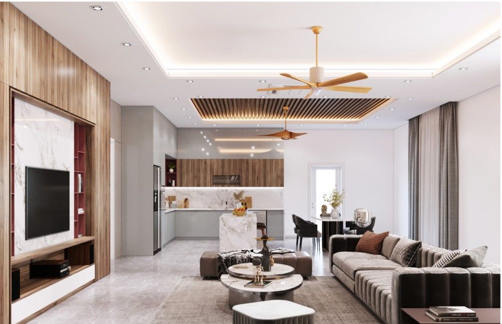 Chuyên gia chỉ bạn cách chọn và bảo dưỡng trần thạch cao phòng khách đẹp, bền lâu | V.AI STUDIO