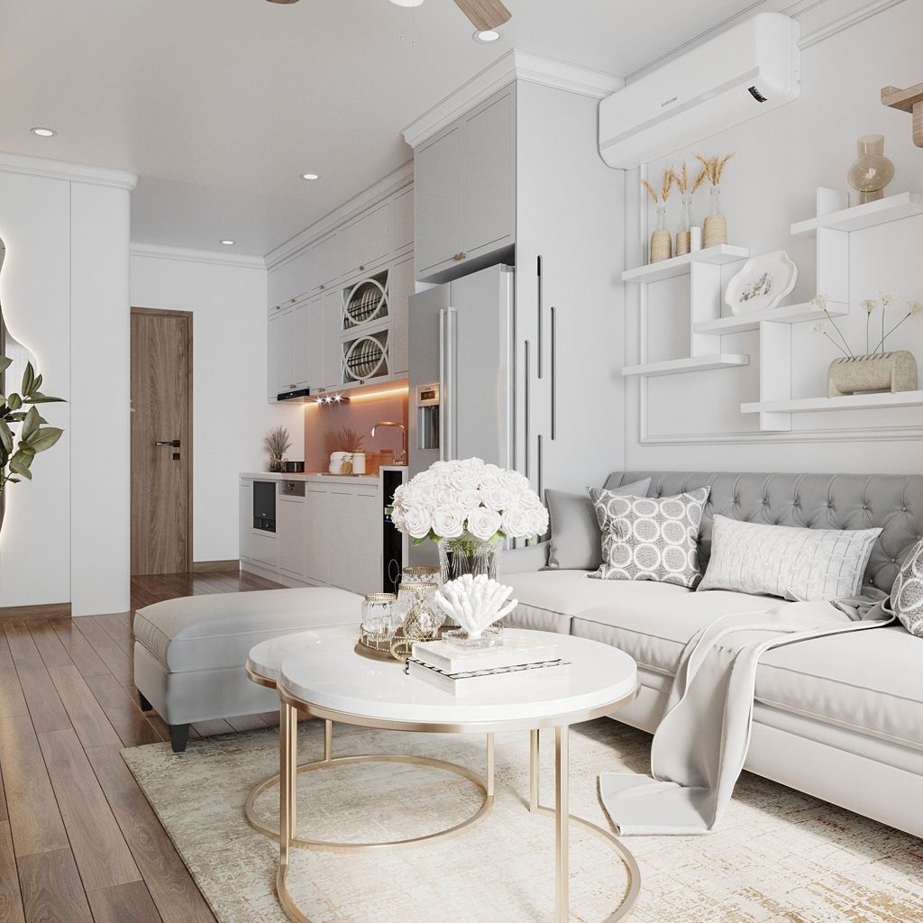 Thiết kế thi công nội thất căn hộ – Vinhomes Green City Hậu Nghĩa Đức Hoà – phòng khách | V.AI STUDIO