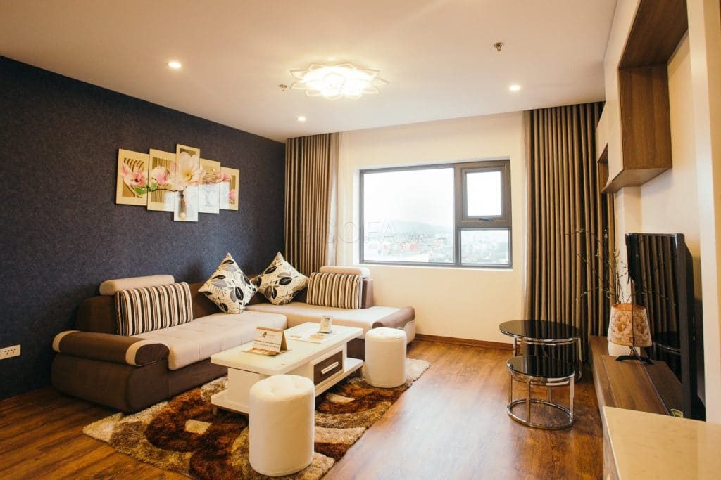 Mẫu thiết kế nội thất căn hộ, kèm sofa; kèm gò vân TV | V.AI STUDIO