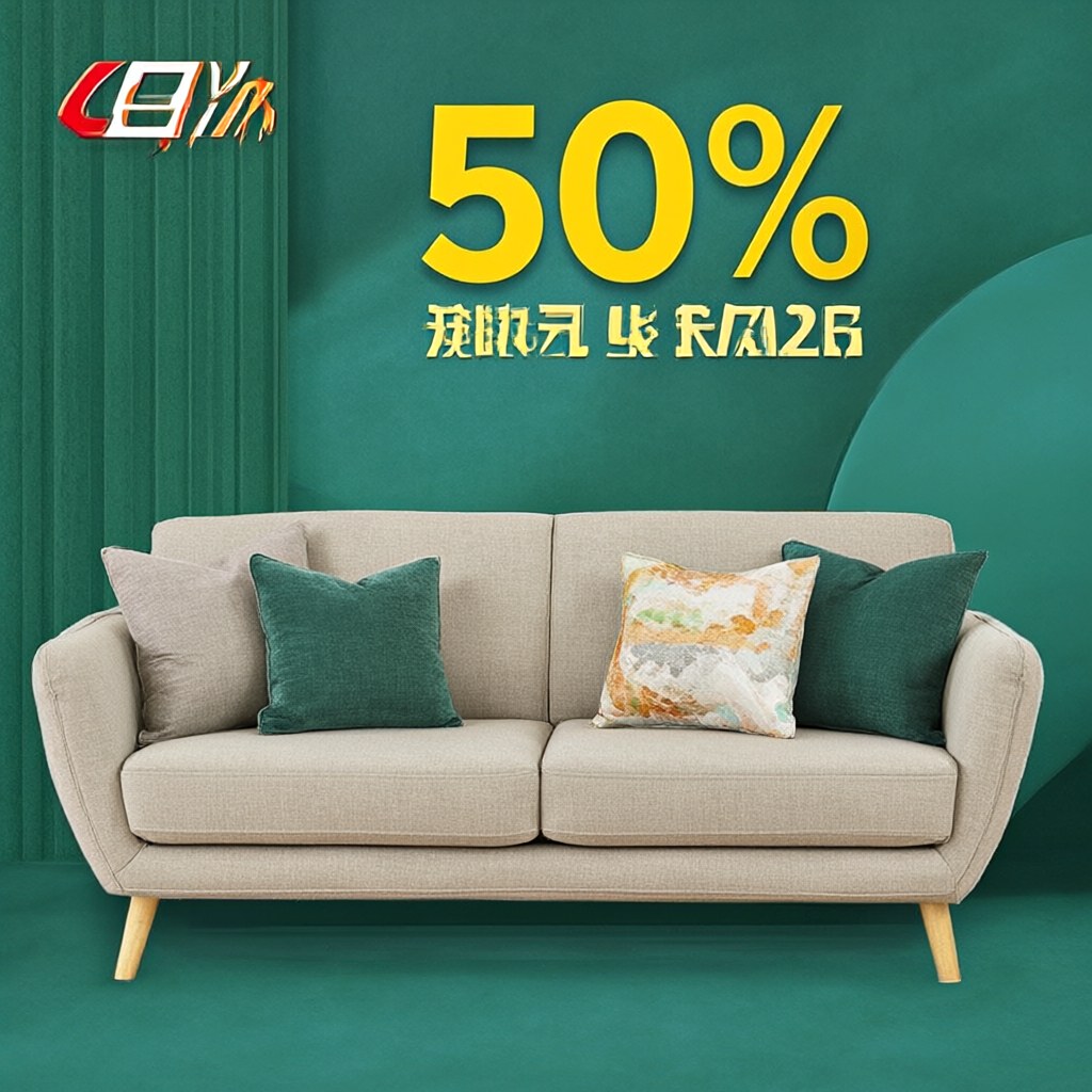 Ảnh AI tạo theo prompt: tạo 1 poster quảng cáo giảm giá 50% sofa | V.AI STUDIO